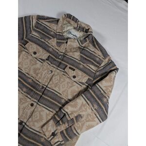 Wrangler Womens Aztec Quilted Lined Shirt Jacket Tan Brown Western Shacket Large